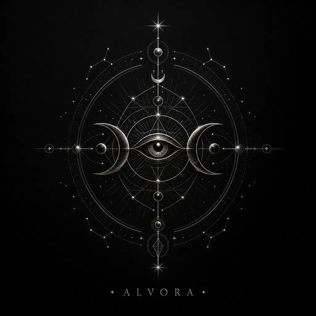 Official ALVORÁ symbol — celestial eye and lunar composition with the ALVORÁ wordmark